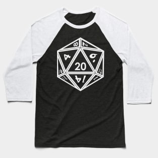 Transparent D20 Dice (White Outline) Full Size Baseball T-Shirt